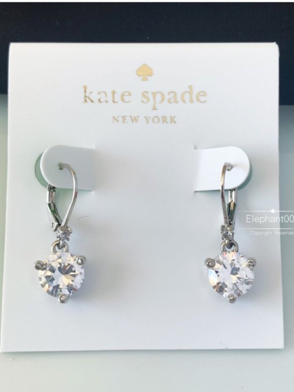 Kate Spade Silver Crystal Drop Earrings CZ Dainty Bridal Earrings